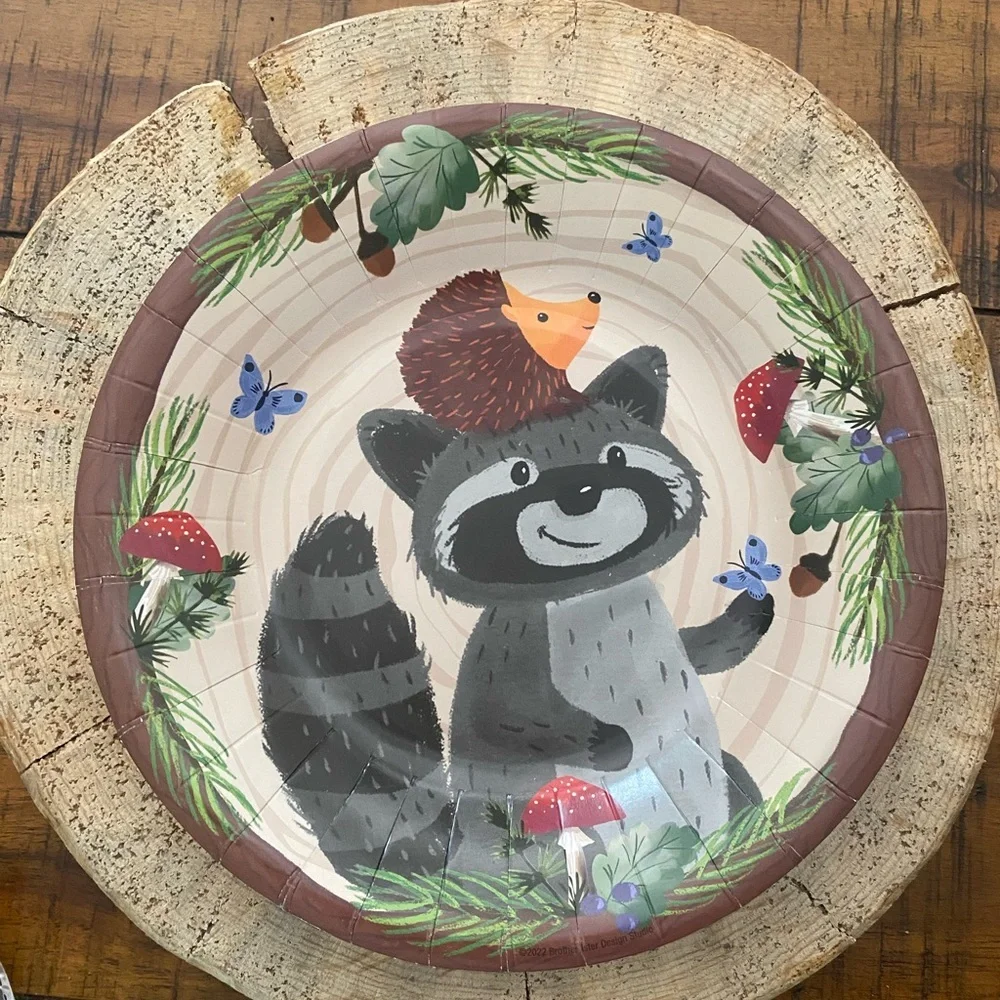 Woodland Animal Forest Animal Greenery Birthday Theme Cake Topper Decor